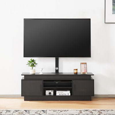 60" TV Stand with Mount for up to 75 in TVs with Power Outlet & LED Lights