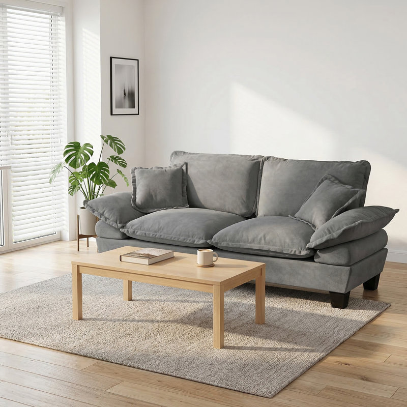 Chenille Sailboat Modular Sofa With Curved Armrests