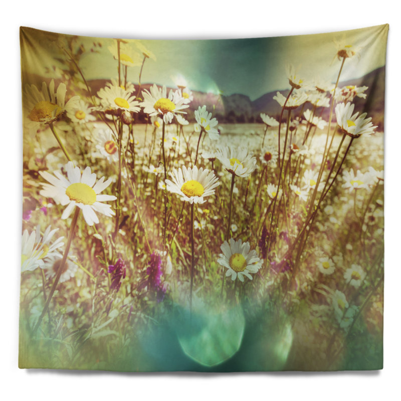 Tapisserie floral floral fleur camomille, H 32 po x l 39 po
