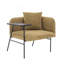Confortable fauteuil de loisir rembourré avec petite table, pieds en métal et poches de rangement-133996148