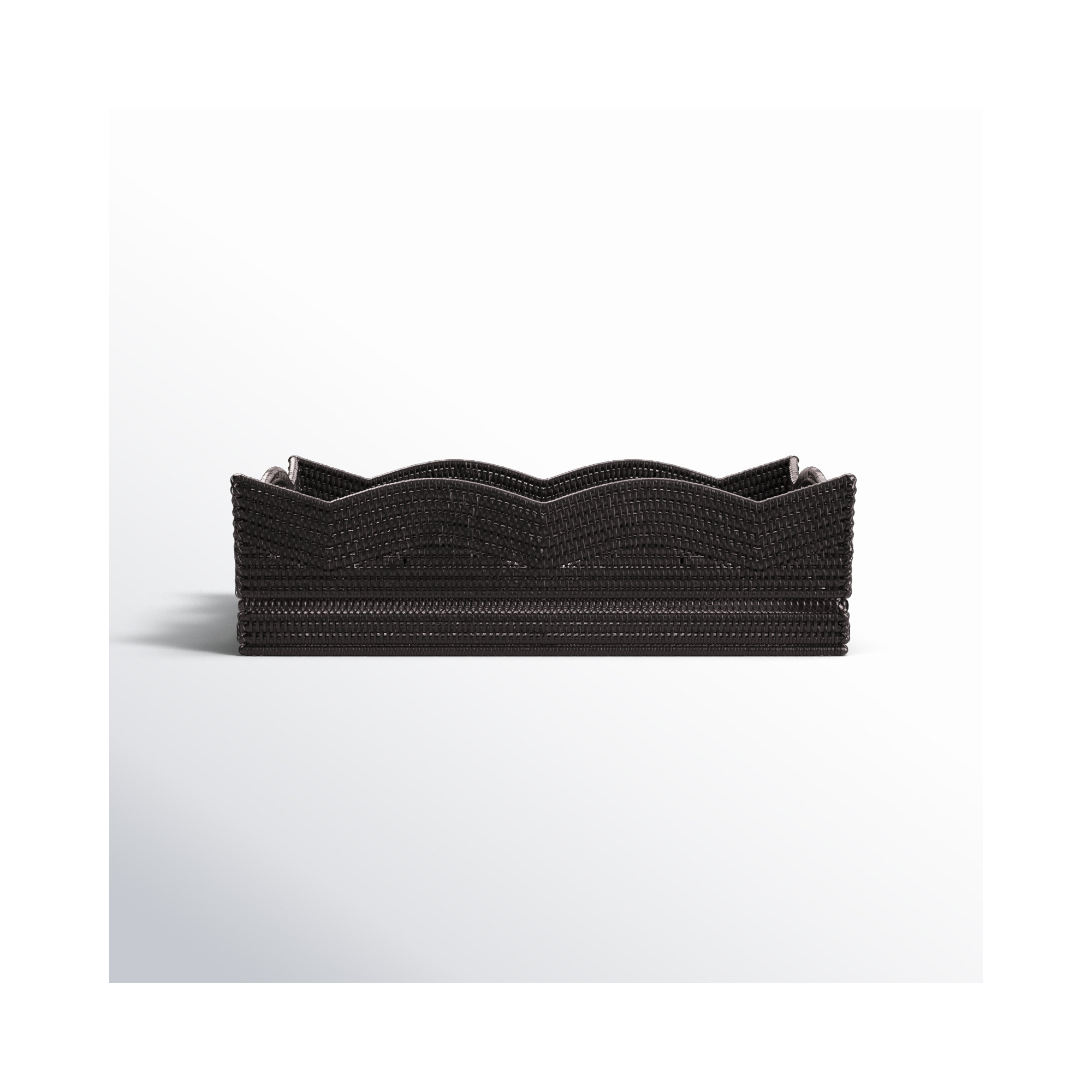 Landry Rattan Tray - Set of 1, 6" H x 20" W x 16" D, Tudor Black