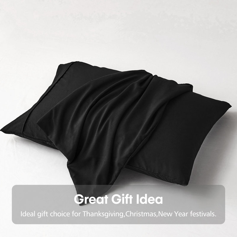 Microfiber - Set of 2, Queen, Black