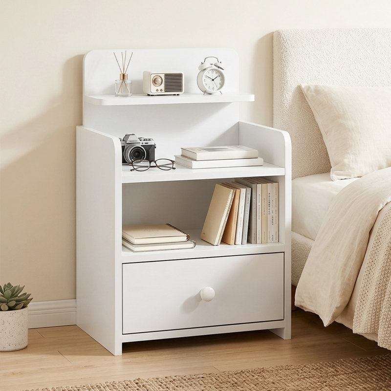 40 cm W Bedside Table, White