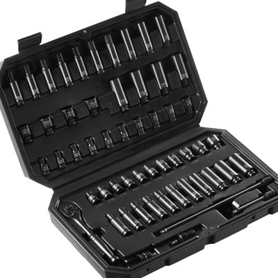 55pcs 6 1/4" Drive Impact Sockets Steel For High Torque With -rolled Size And Convenient Storage Box Metal Toolbox Grade Tool Marked Sizes