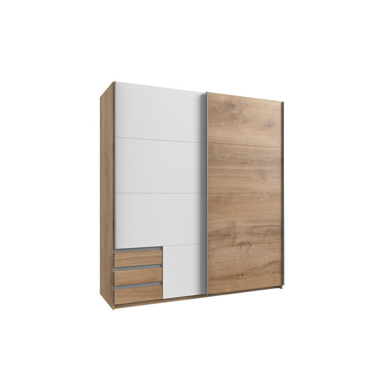 Isam Sliding Door Wardrobe, Oak/White