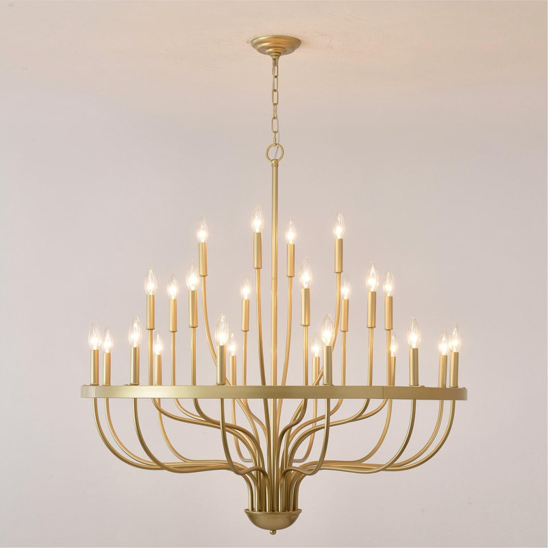 Lustre de ferme 39 po en or avec 24 lumières (sans ampoule)