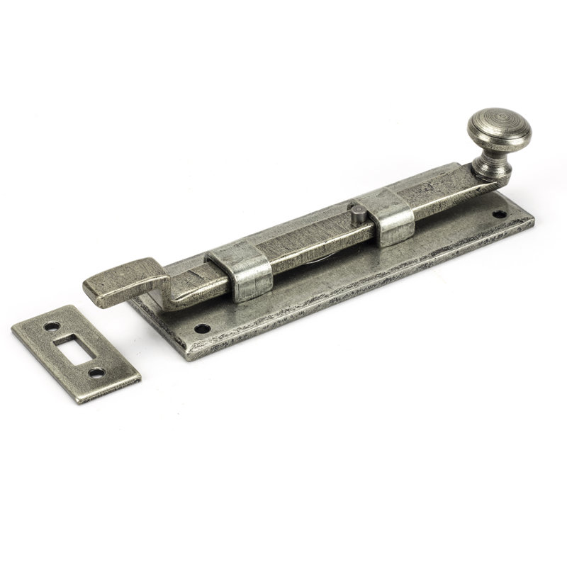 Cranked Knob Bolt, Pewter Patina, 5.2cm H x 15.8cm W x 3.4cm D
