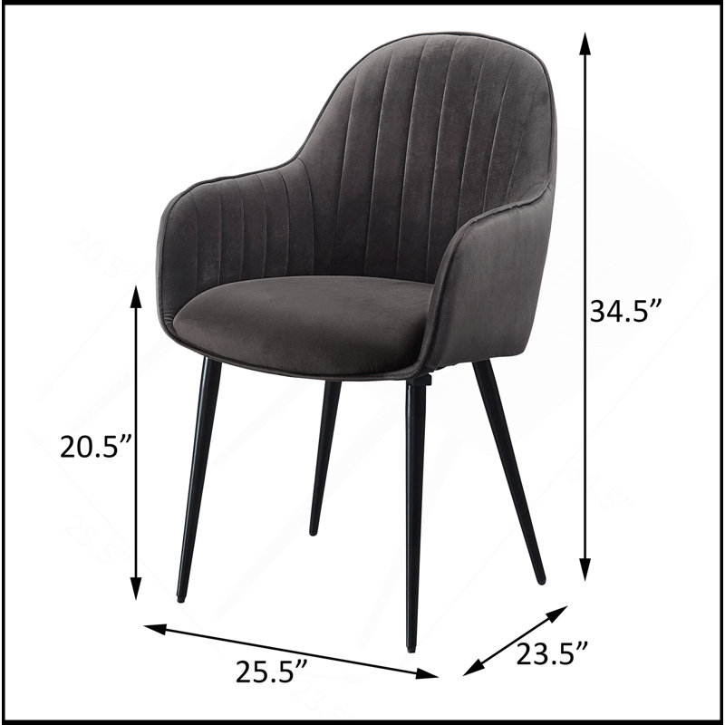 Ensemble de 2 chaises de salle à manger capitonnées gris foncé et noires