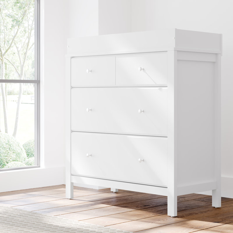 White 3-Drawer Dresser with Changing Topper
