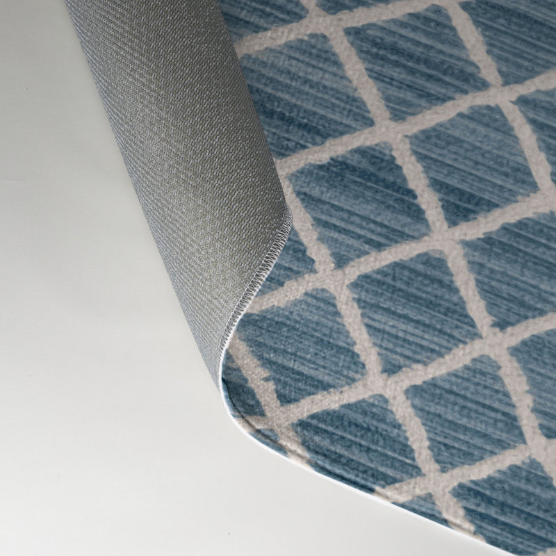 Tapis bleu intérieur et extérieur Trellis, Rectangle 5 pi x 7 pi