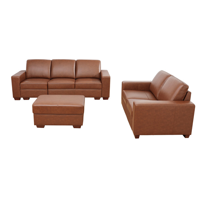 Canapé modulaire en cuir 6 pièces Ilminster, Cuir véritable brun, Brun