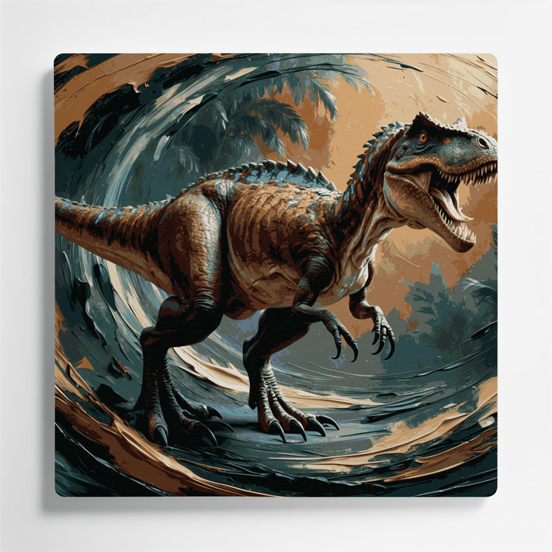 «Dinosaur Deinonychus», art mural en métal noir, H 12 po x l 12 po