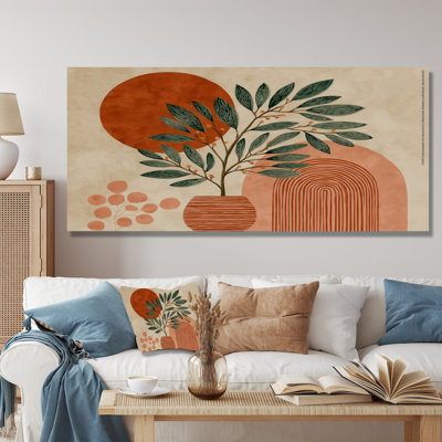 Green And Terracotta Minimalism Sage Plants - Botanicals Wall Art, Green Botanical Canvas Print