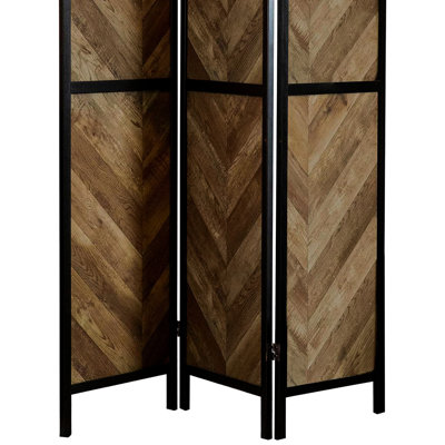 3 Rustic Tobacco Herringbone Screen For Privacy And Decoration, Room Enhancer, 68.15"X52"X0.73 Style Folding With Herringbone, Backdrop Home,