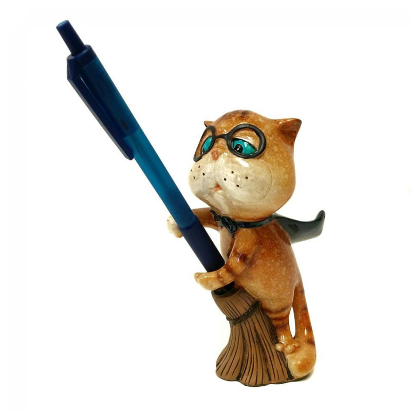 Cat With A Broom Pen Holder