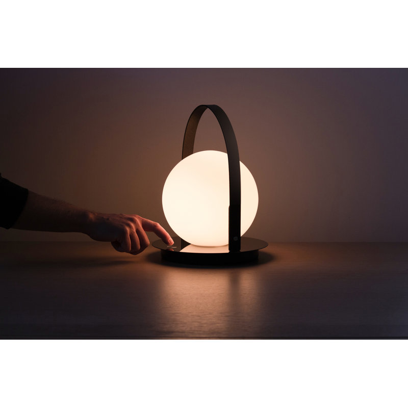 Bola Battery Powered Integrated LED Outdoor Lantern, Matte Black/Black