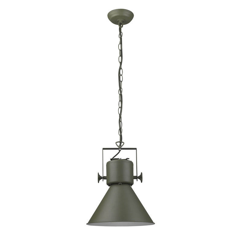 Luminaire suspendu 1 lumière à cône simple Tindell, Vert