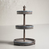 Norah Decorative Wood & Tin 3 Tier Tray