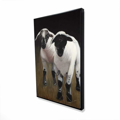 Two Lambs Beige Livingroom Framed Canvas | Home Decor Art