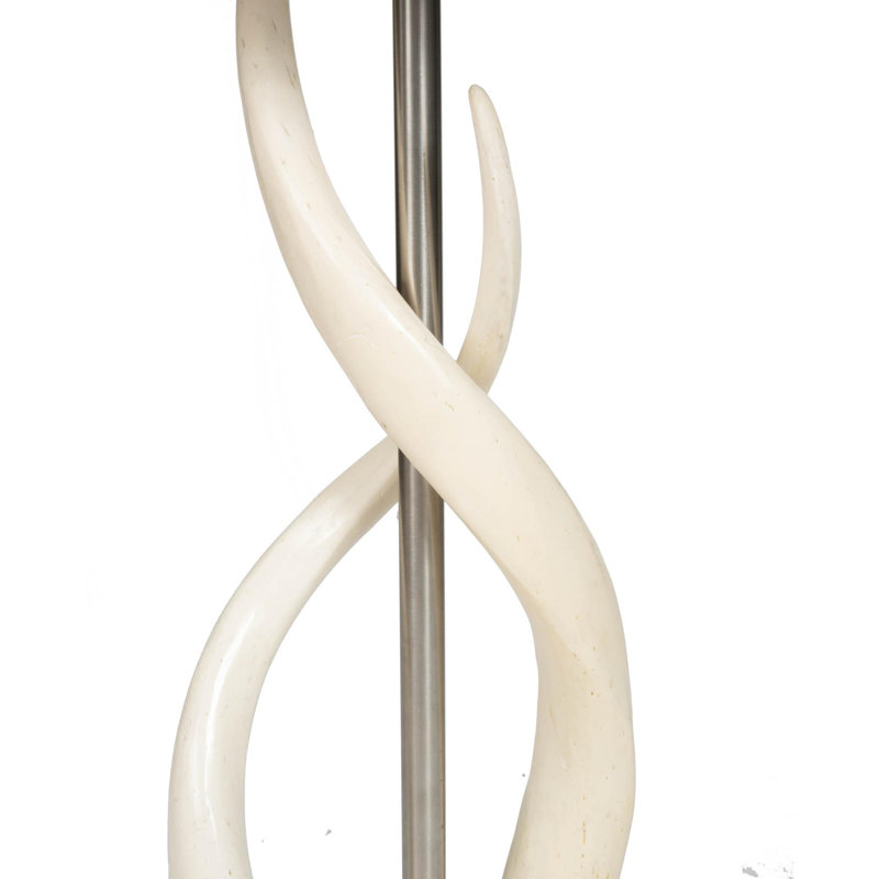 32" Polished Inner Horn Table Lamp - Cream Base
