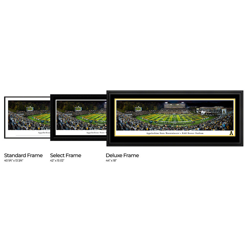 Impression panoramique Appalachian State Football, H 18 po x l 44 po x P 1,125 po, Cadre noir