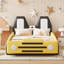 Lit plateforme jaune avec thème voiture de course et roues - sommeil confortable, sommeil relaxant-489501392