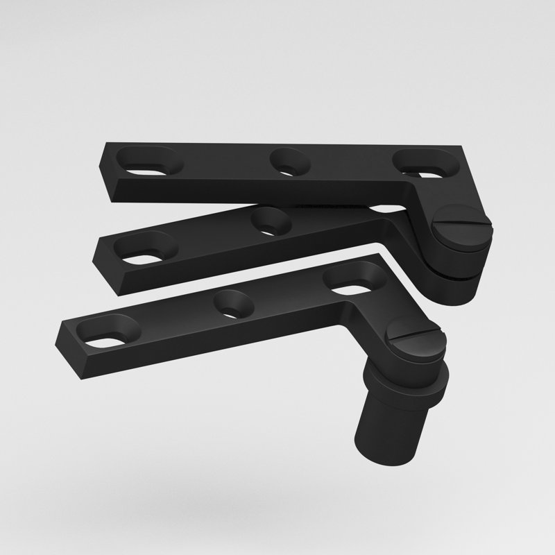 Removable Screw Pivot Hinge With 8 Pivot Base, Matte Satin Black
