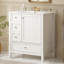 Meuble-lavabo 30 po avec lavabo, 1 armoire et 3 tiroirs, panneau de bois massif et panneau de fibres à densité moyenne, blanc-86867071