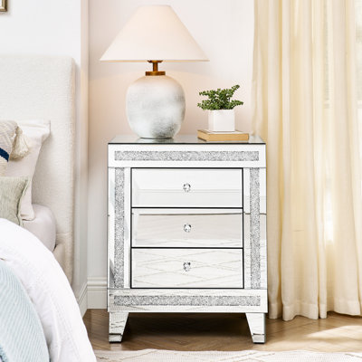 21.5x15.8x26.8 Inch 3 Silver Mirror Cabinet - Versatile & Practical For Bedroom, Living Room, Side Table Storage 21.5" X 15.8" 26.8" Elegant Hallway