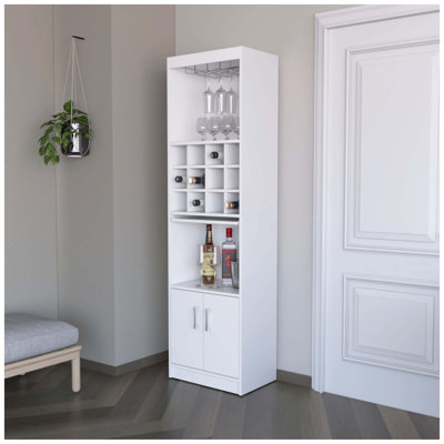 White Bar Cabinet with Wine Storage