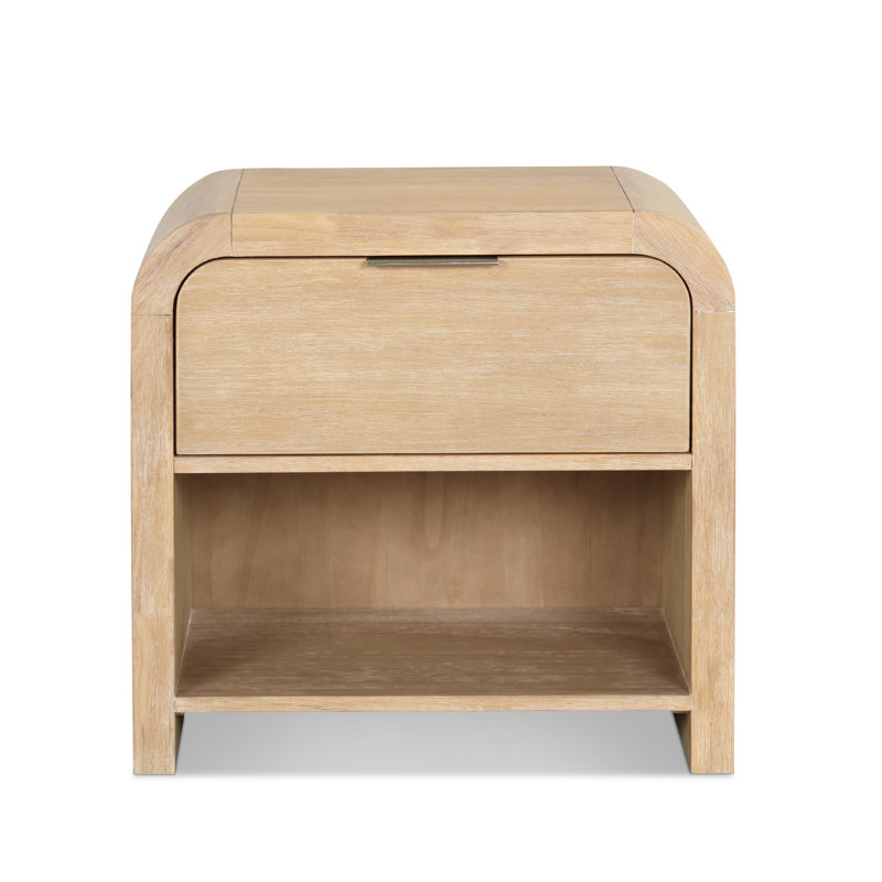 Table de chevet en bois massif avec tablette ouverte Beaucet