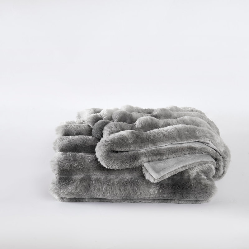 Jeté en fausse fourrure Frye Haze Channel, Grey