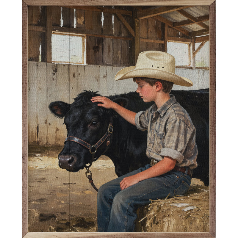 A Boy And His Beef Cow Standing, 30" H x 24" W