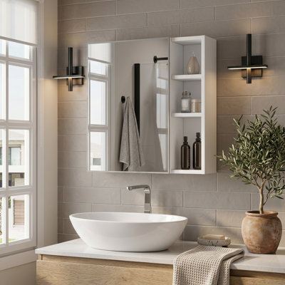 Dzanna 21.7'' Wide Medicine Cabinet With Mirrored Door and 5 Shelves