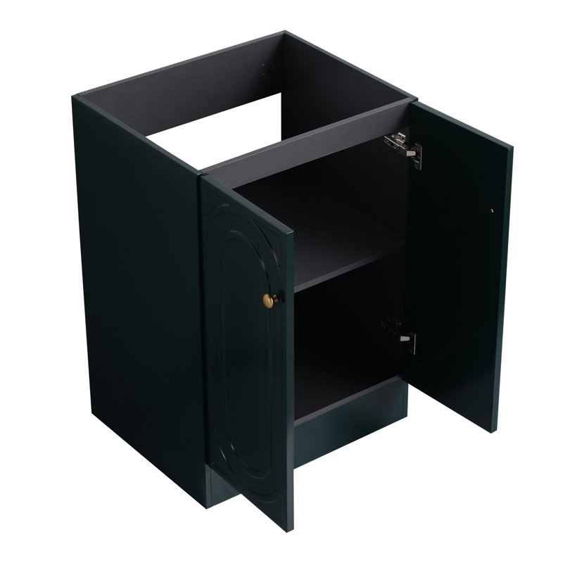 Armoire de salle de bain moderne moderne avec portes à fermeture en douceur et meuble-lavabo autoportant, Vert foncé