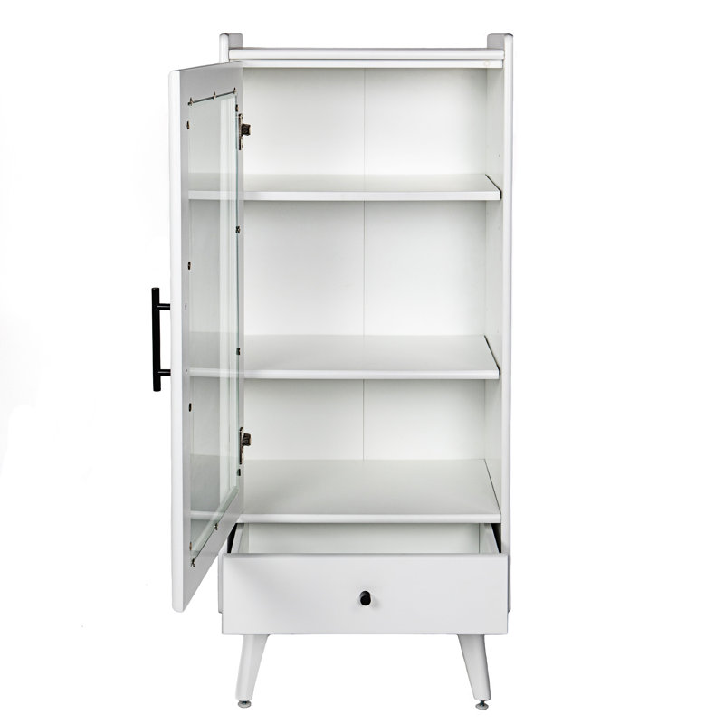 Armoire de salle à manger moderne avec porte en verre Jamaka, Blanc