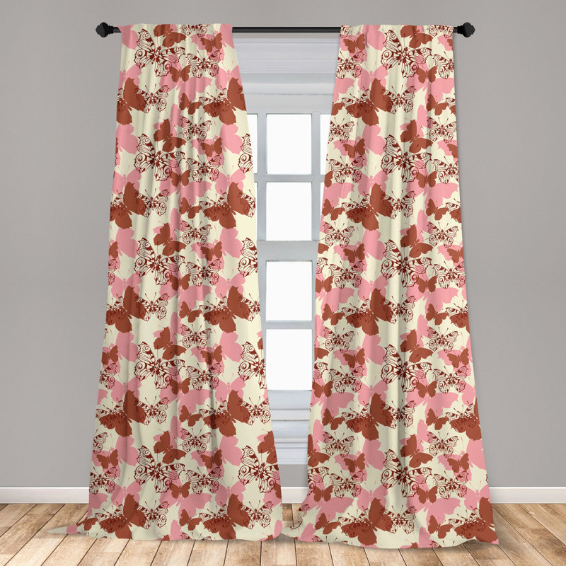 Butterfly Semi-Sheer Rod Pocket Curtain Panels, 28" x 84"