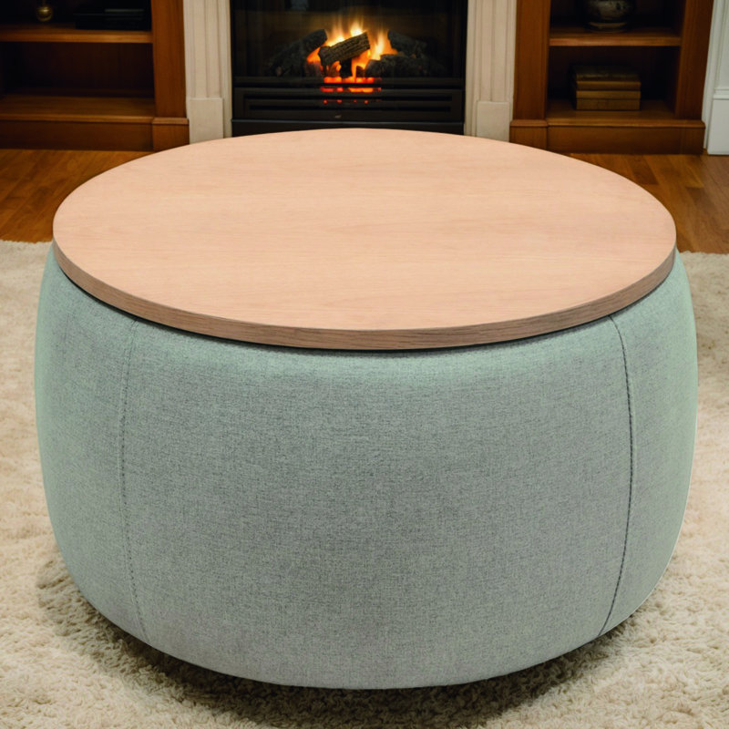 Multi-Function Round Ottoman With Storage: Elegant Footrest & Side Table, Gray