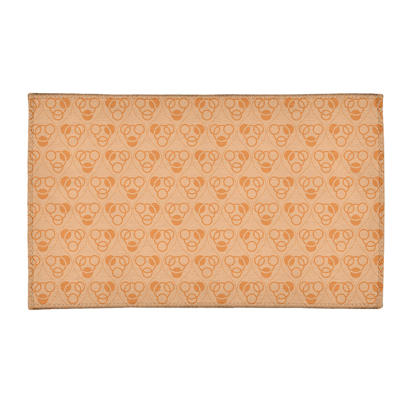 Tapis jaune avec cercles monochrome et vagues, Rectangle 2 pi x 3 pi