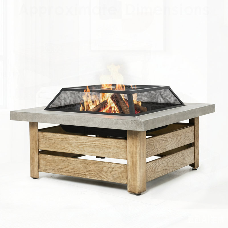 Foyer de table en fer avec poêle à bois, parfait pour les rassemblements extérieurs confortables et chaleureux