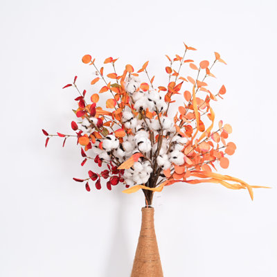 Feuilles d'eucalyptus artificiel de style campagnard à feuilles artificielles avec tige longue pour remplisseur de vase, centres de table de salle à manger de bureau à domicile, décor de jour de l'Action de grâce