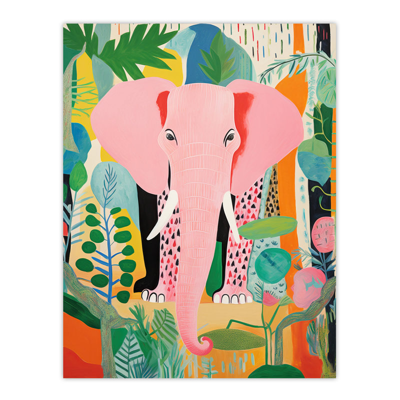 Wall Art Print Elephant Jungle Animal Fun Multi Living Room