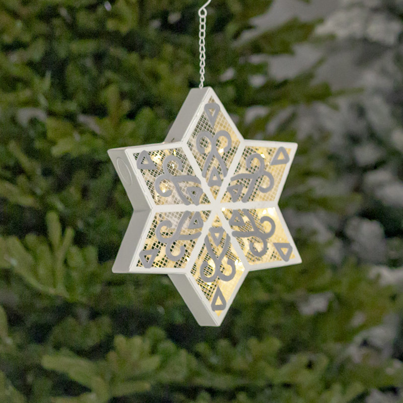 Set of 3 Hanging Light-Up Six-Point Star Snowflakes in Assorted Sizes