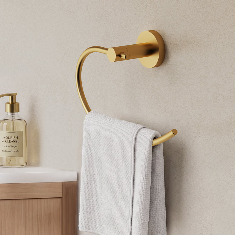 Wall-Mount Towel Ring Bath Hardware Accessory, Brushed Gold