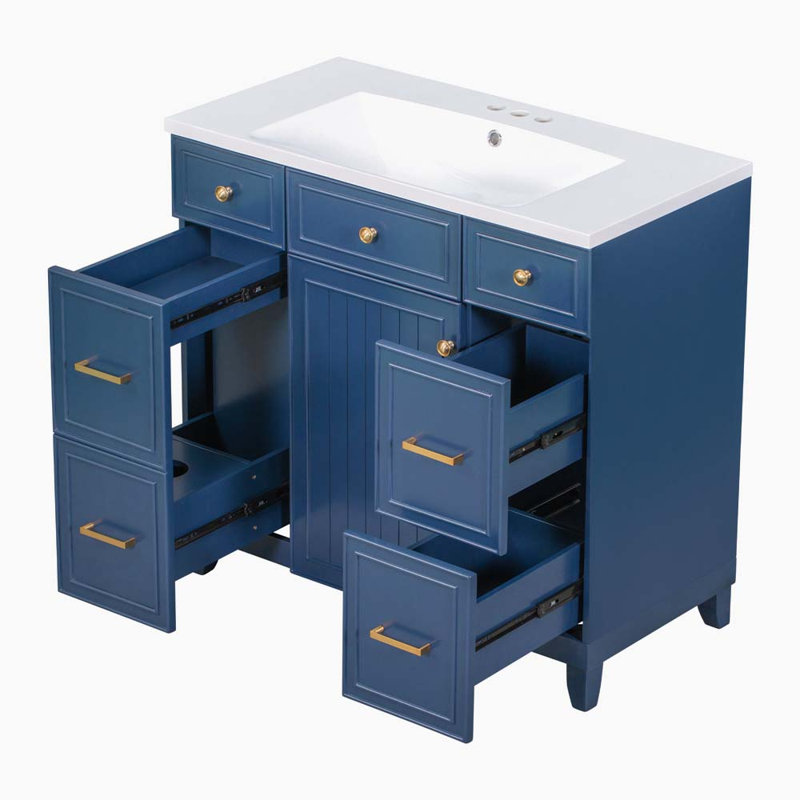Ensemble de meuble-lavabo simple 36 po Glendal, Bleu marine