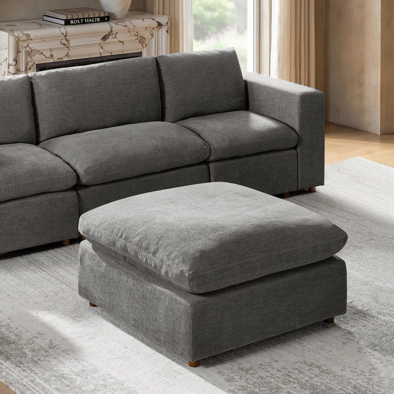 Alberto Modern Cloud Down Filled Oversized Ottoman, Gray
