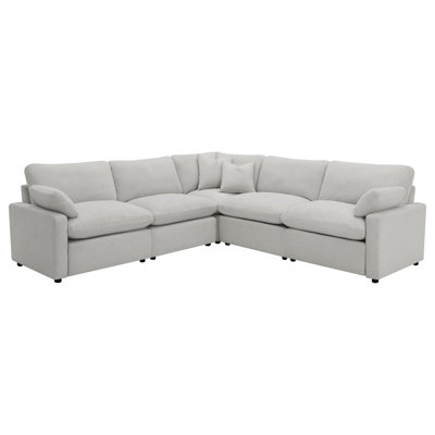 Biny 5Pc L Shape Modular Sectional Sofa, Light Gray, Power Reclining