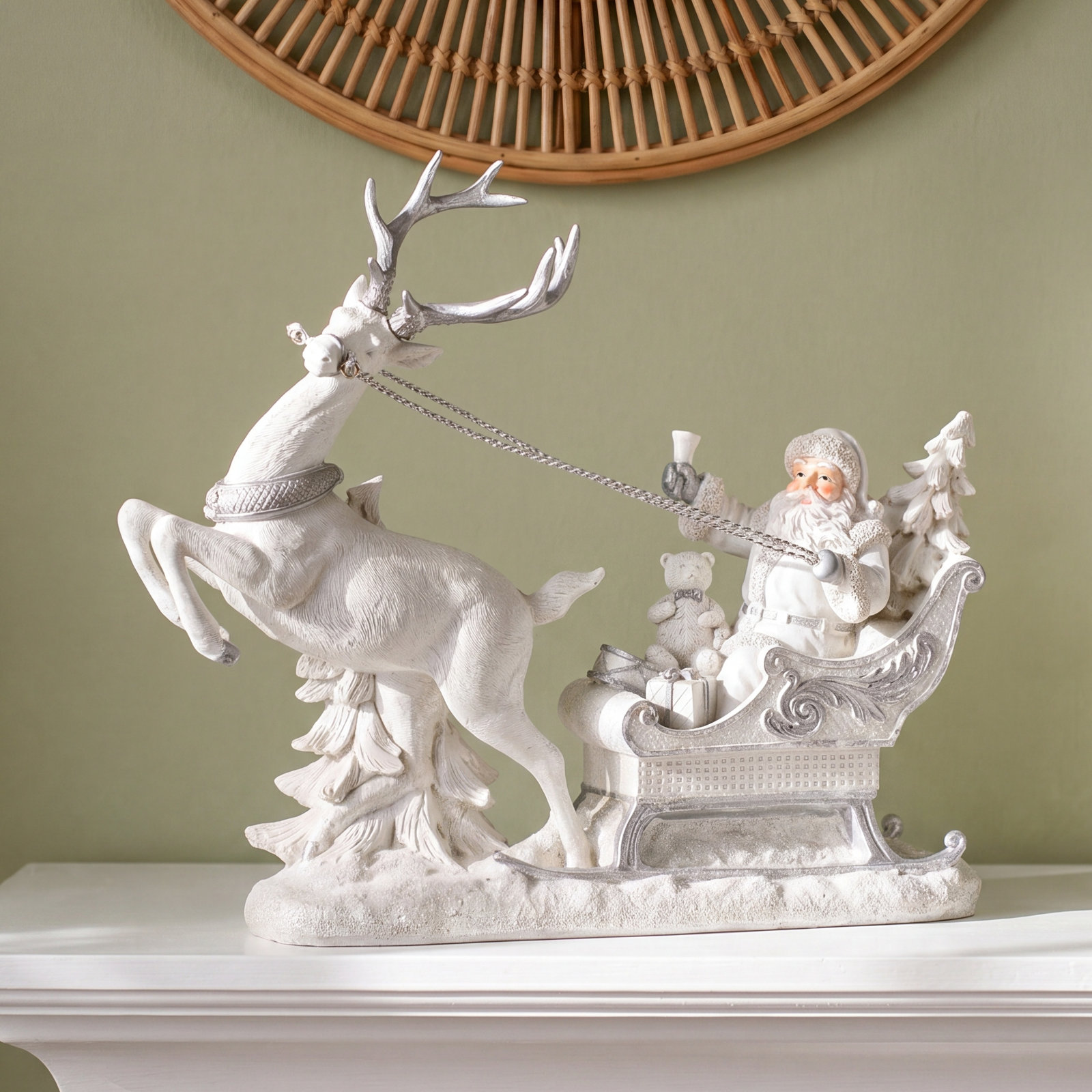 11" Resin Santa On Sleigh