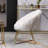 White Faux Fur Accent Chair - Elegant Style, Cushioned Seat, Metal Sled With Gold Finish, Floor Protection, Scratch- Upholstered Modern Glamour, Seat And Back, Frame, Protection