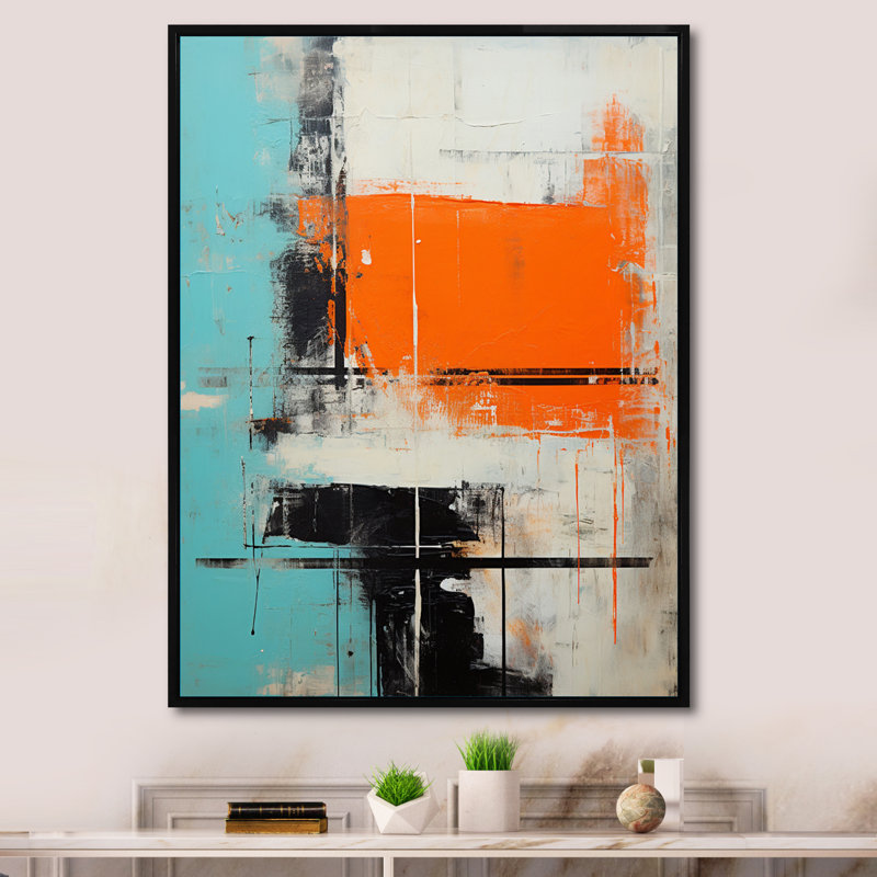 «Serene Submission Of Time Minimal Abstract I», peinture murale abstraite, H 40 po x l 30 po x P 1,5 po, Cadre flottant noir